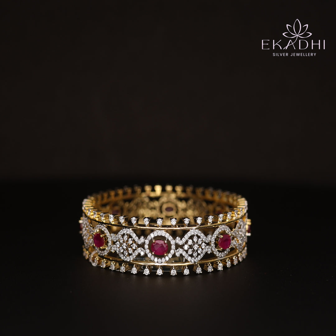 HJ13805 -  Premium CZ Stone Silver Bangle