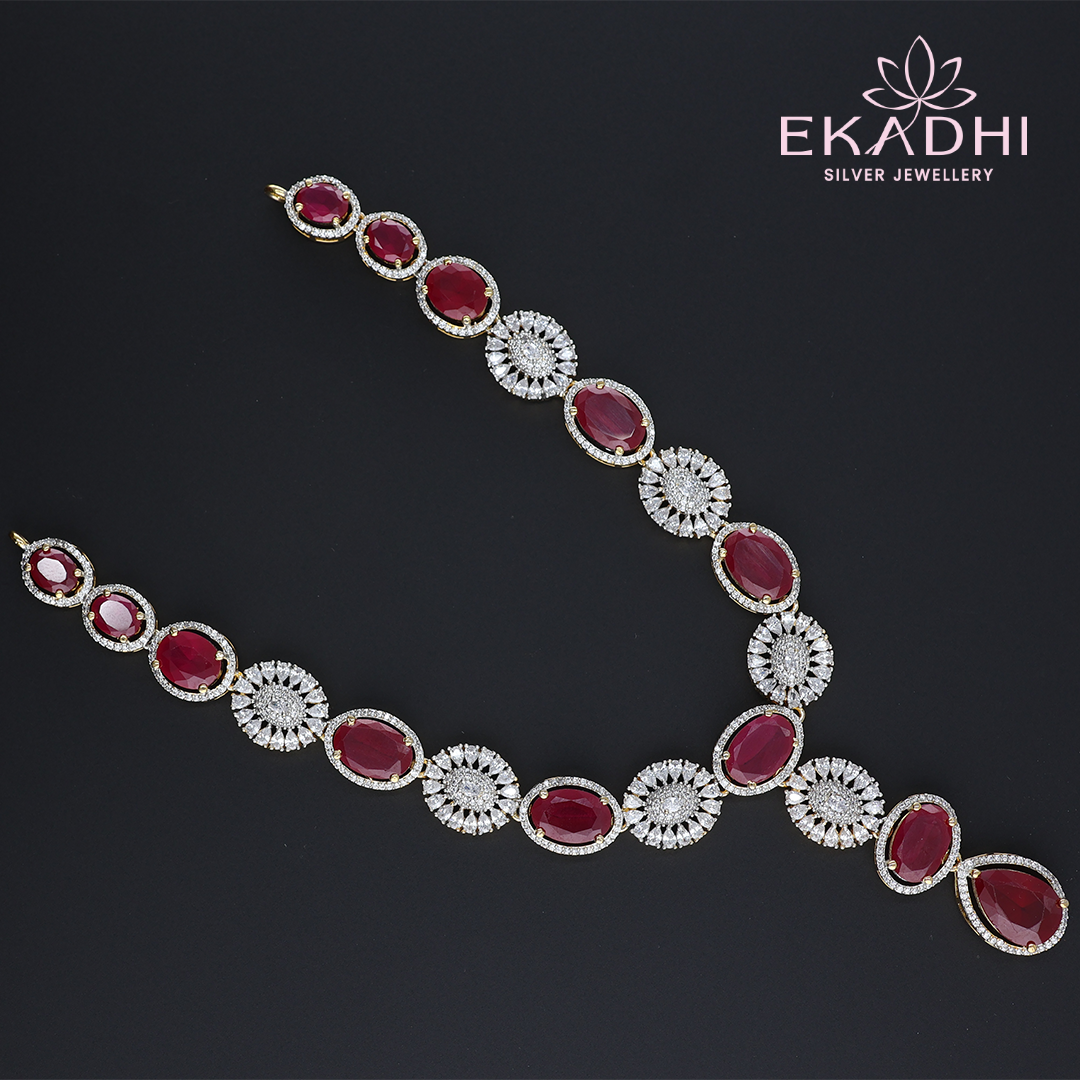 HJ3866 – Red and White CZ Necklace with Festive Finish