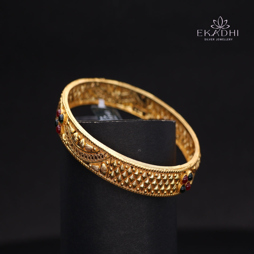 HJ14479-Traditional Nakshi Silver Bangle