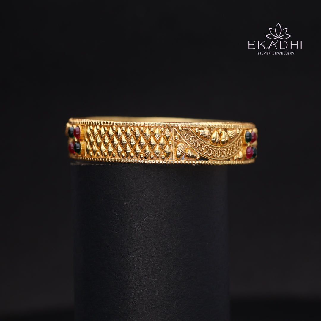 HJ14480- Traditional Nakshi Silver Bangle