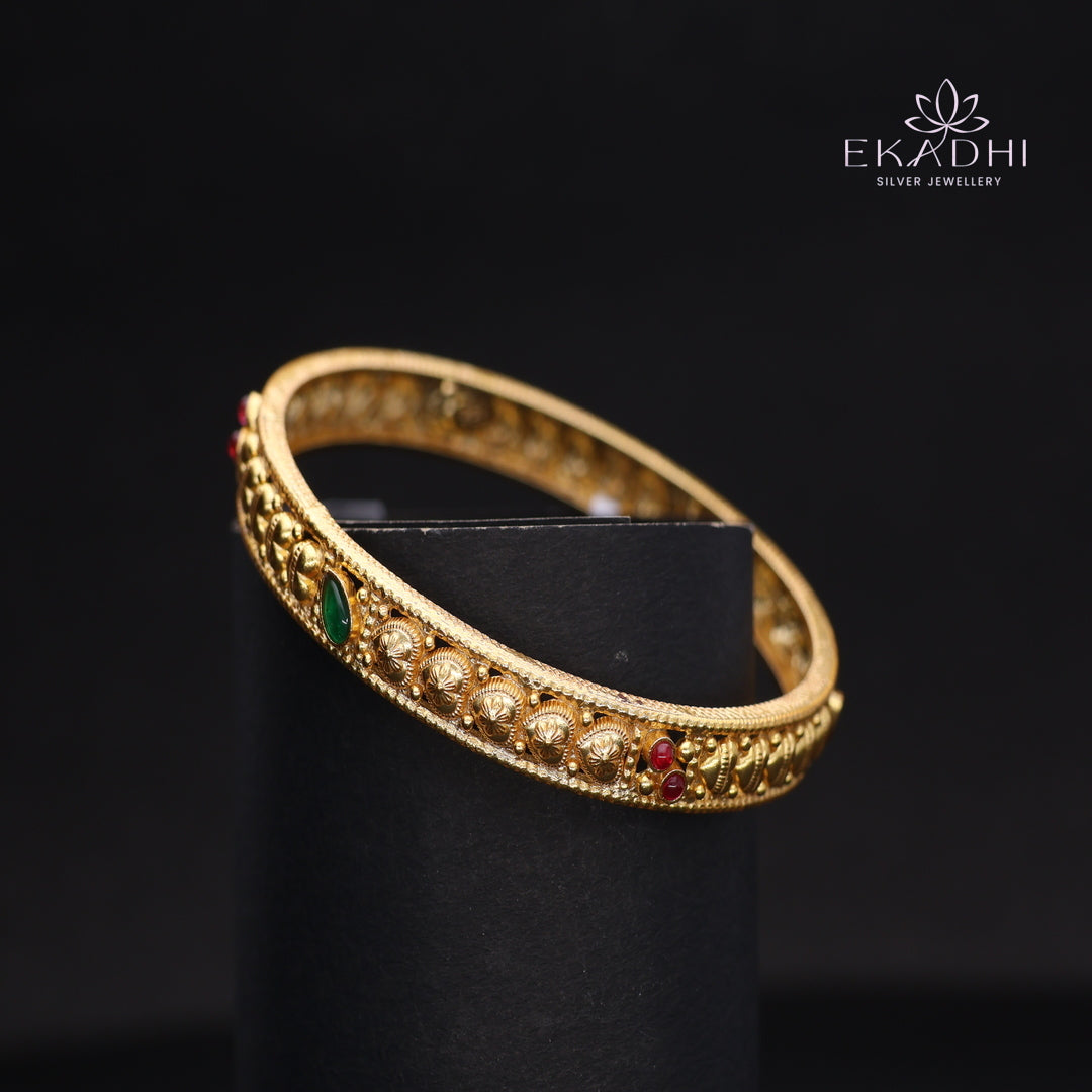 HJ14483-Traditional Nakshi Silver Bangle