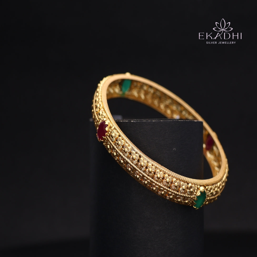 HJ14485-Traditional Nakshi Silver Bangles