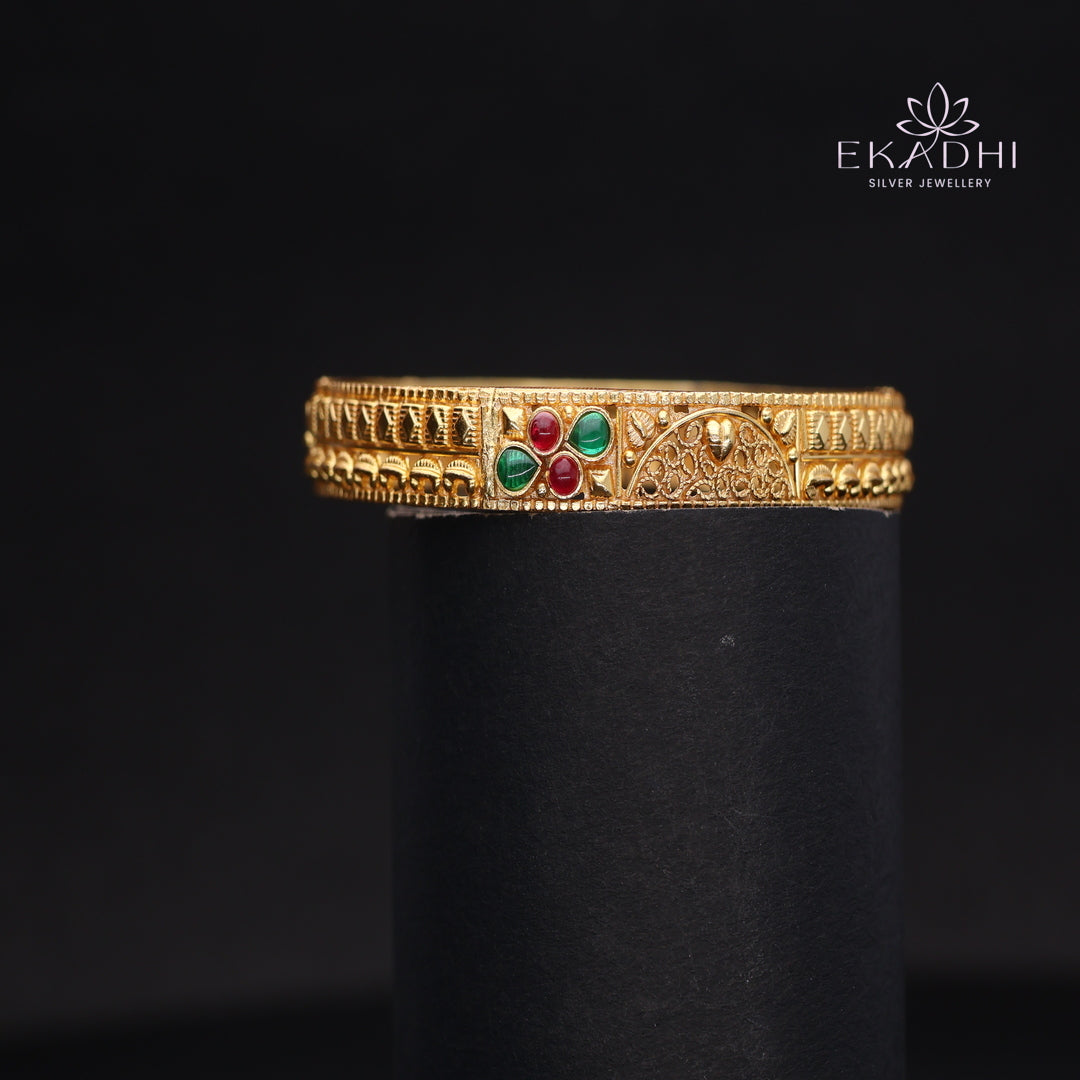 HJ14487-Traditional Nakshi Silver Bangle