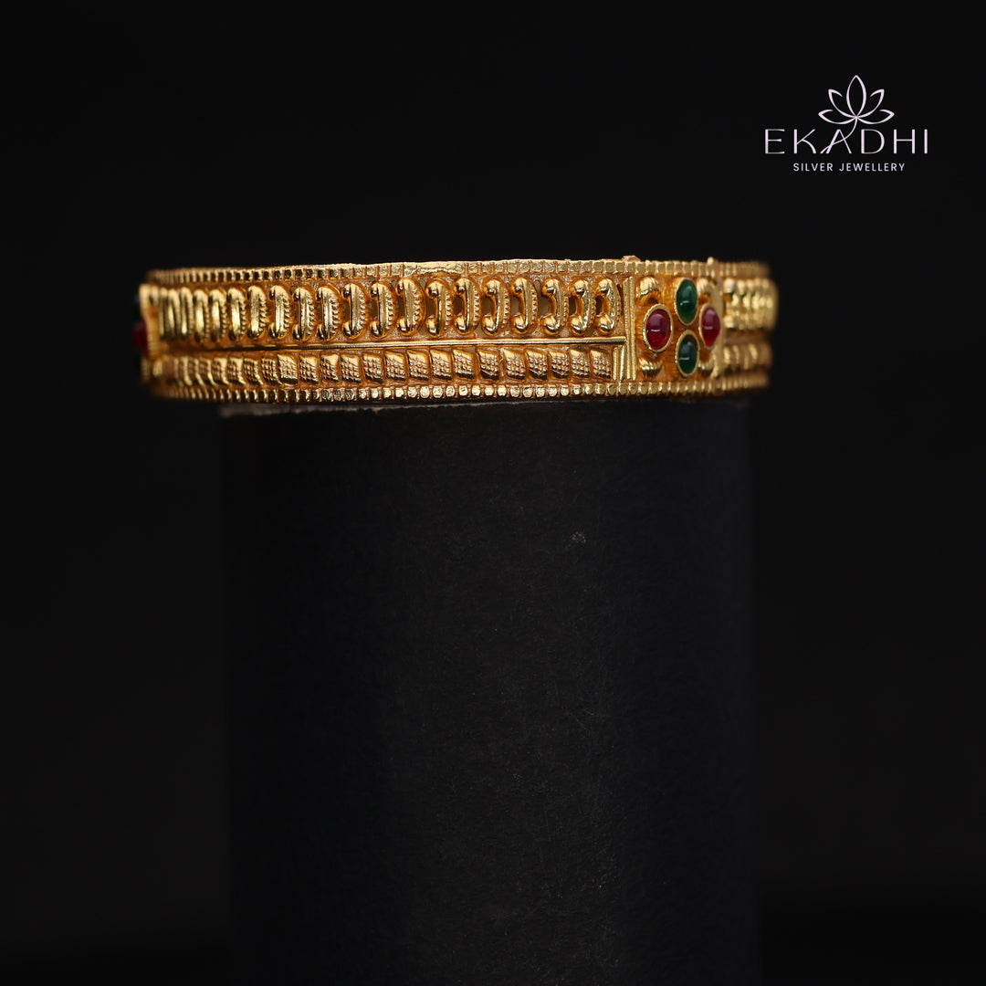 HJ14491- Traditional Nakshi Silver Bangle