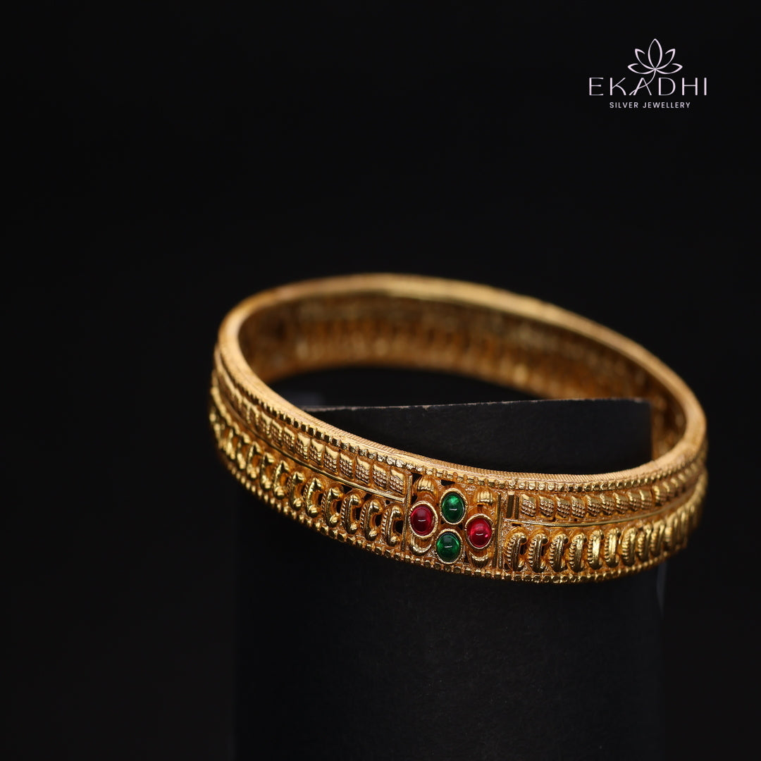 HJ14492-Traditional Nakshi Silver Bangle