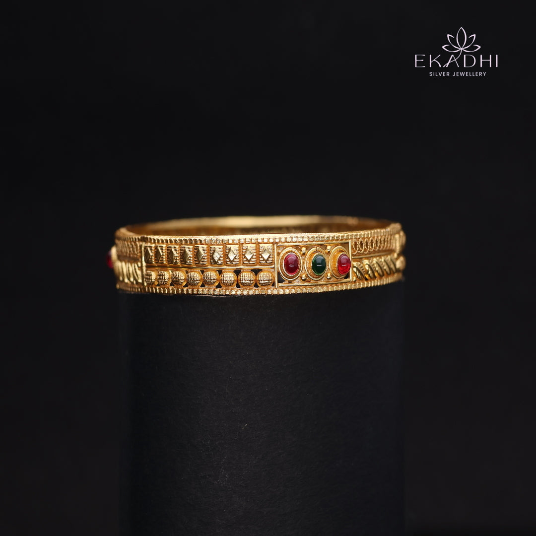 HJ14497-Traditional Nakshi Silver Bangle