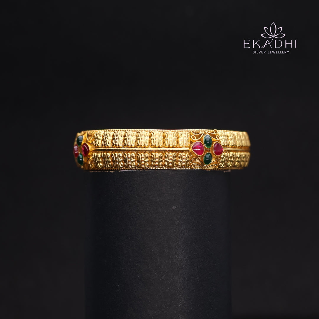 HJ14501-Traditional Nakshi Silver Bangle