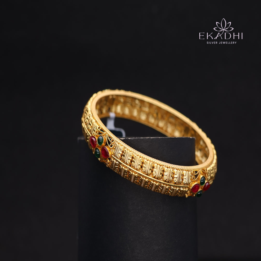 HJ14502-Traditional Nakshi Silver Bangle