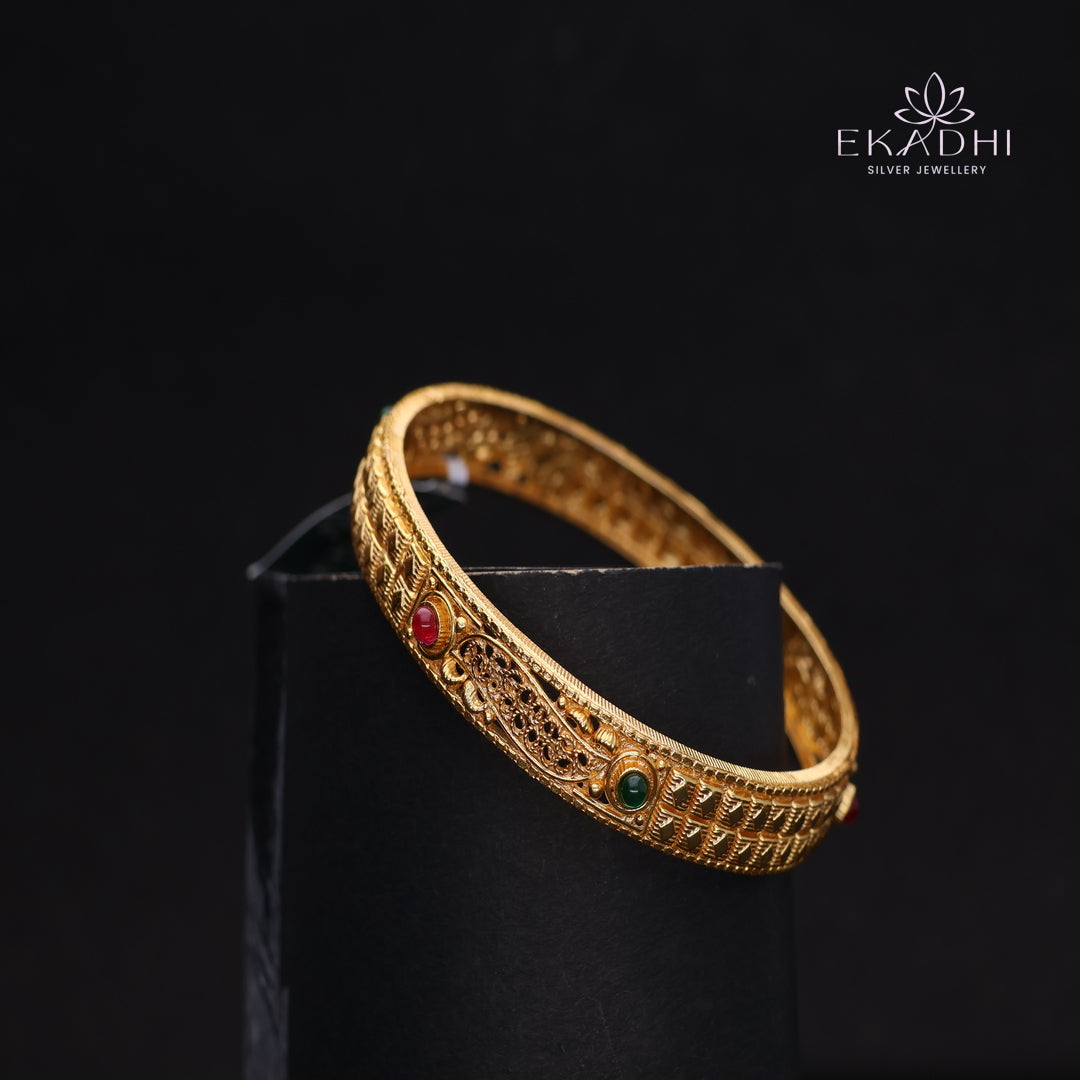 HJ14504-Traditional Nakshi Silver Bangle