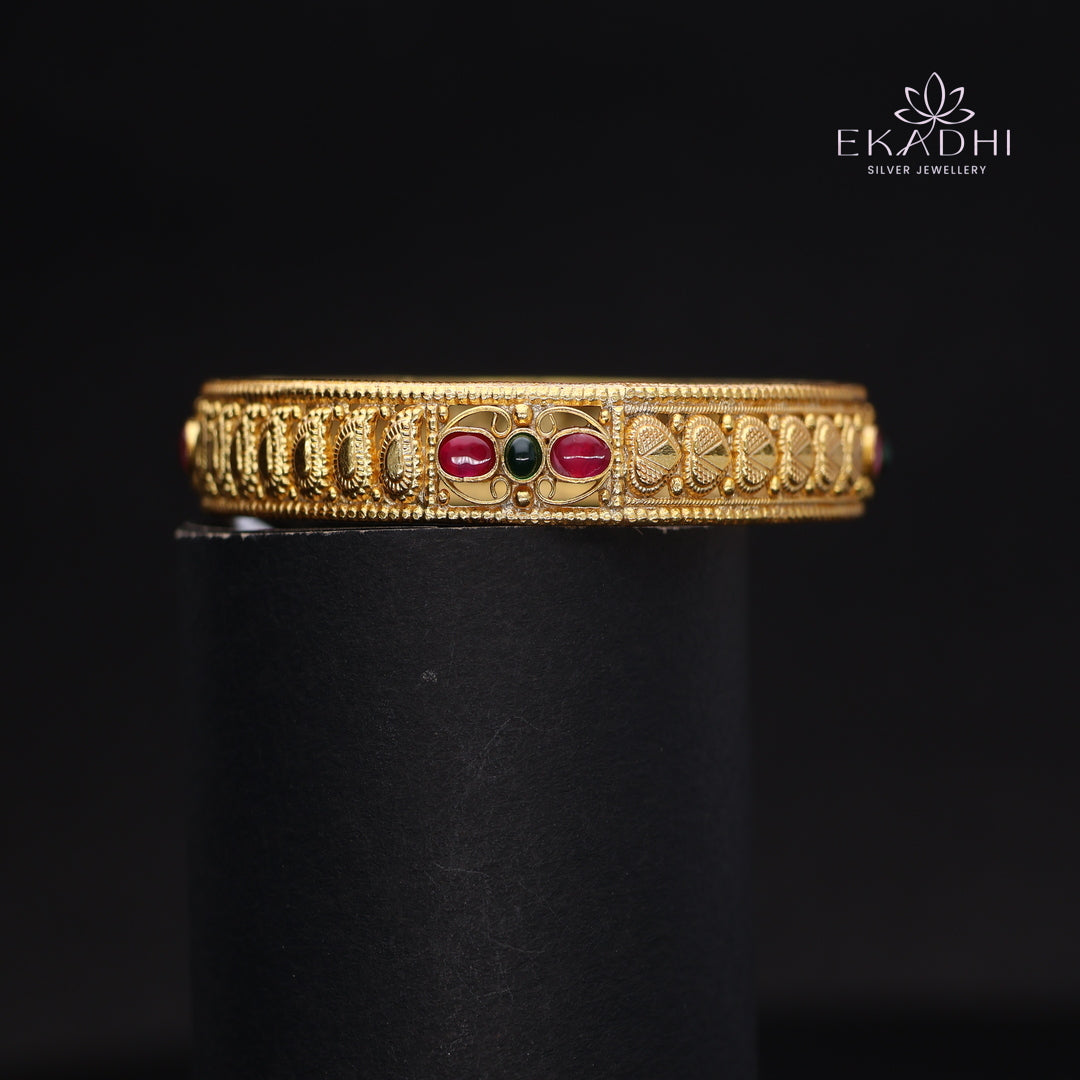 HJ14509-Traditional Nakshi Silver Bangle