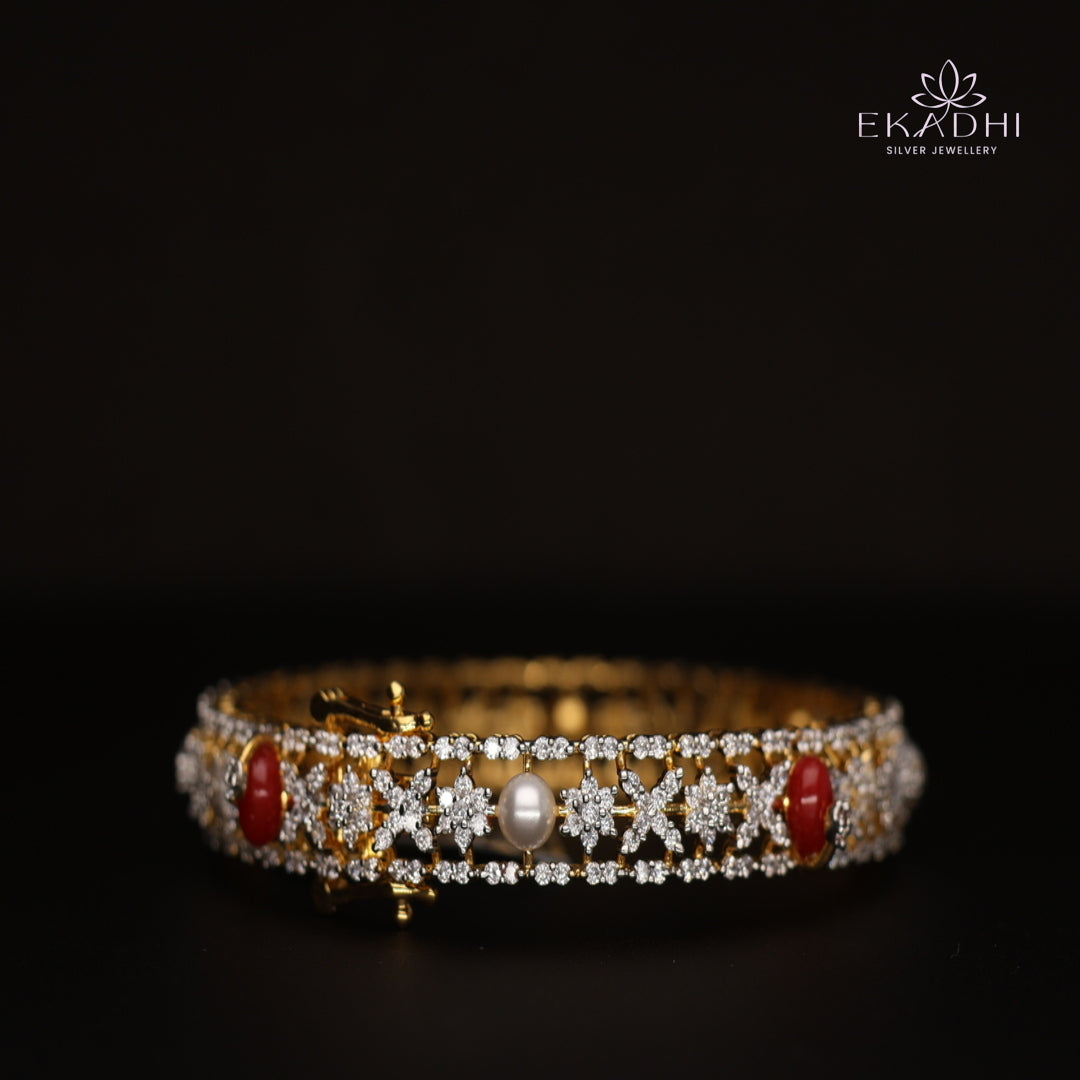 HJ14563-Premium CZ Stone Silver Bangle