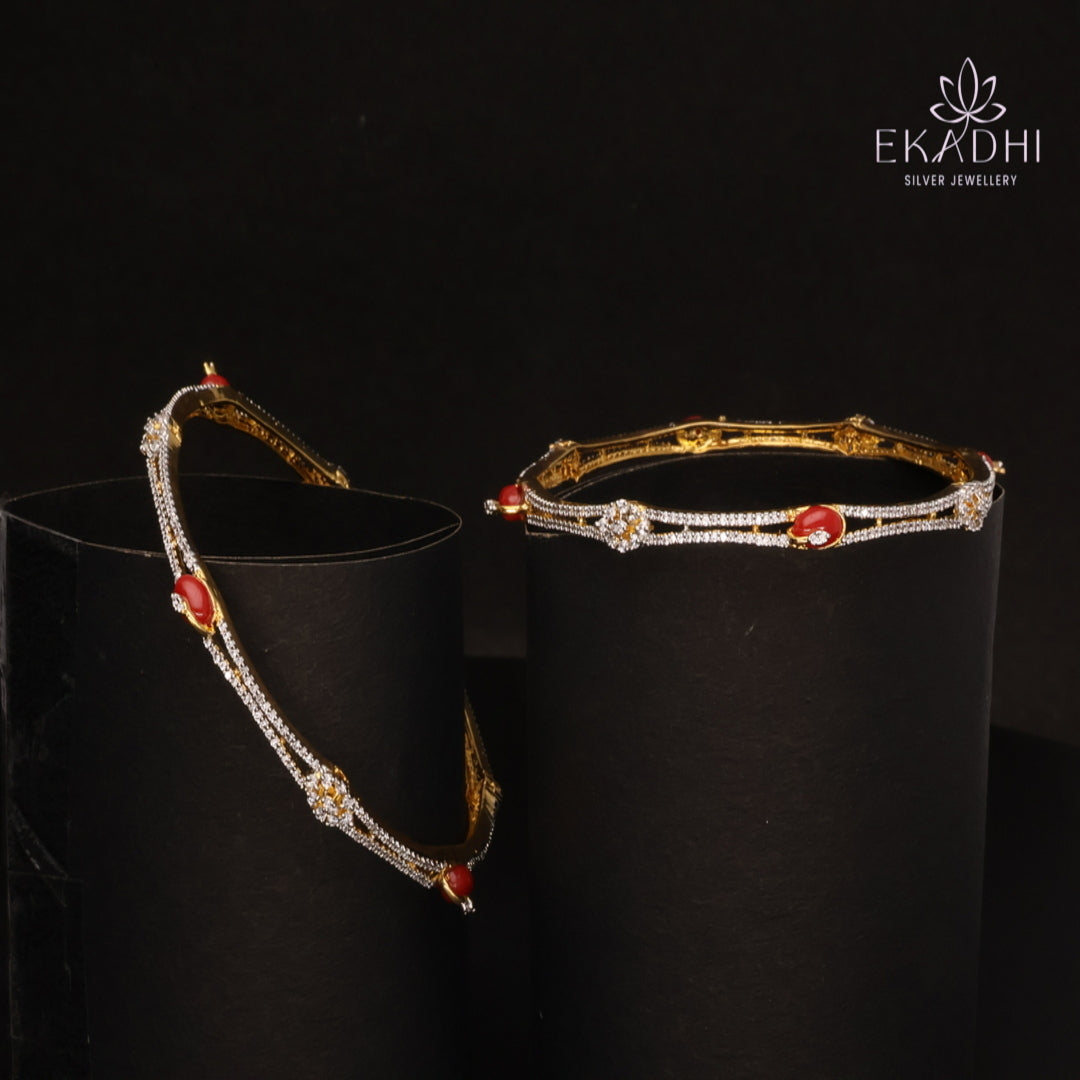 HJ14568-Premium CZ Stone Silver Bangles