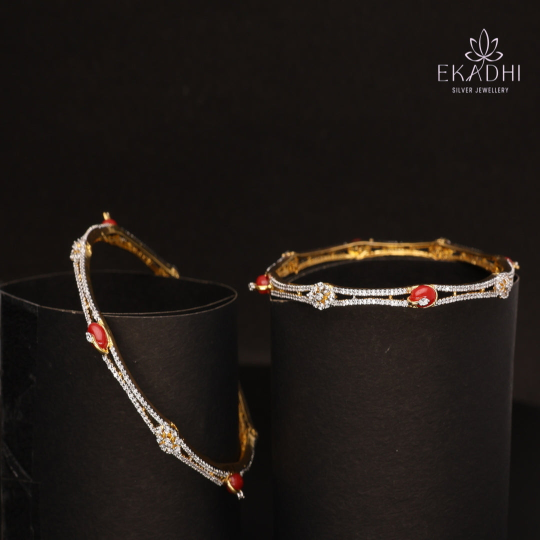 HJ14568-Premium CZ Stone Silver Bangles