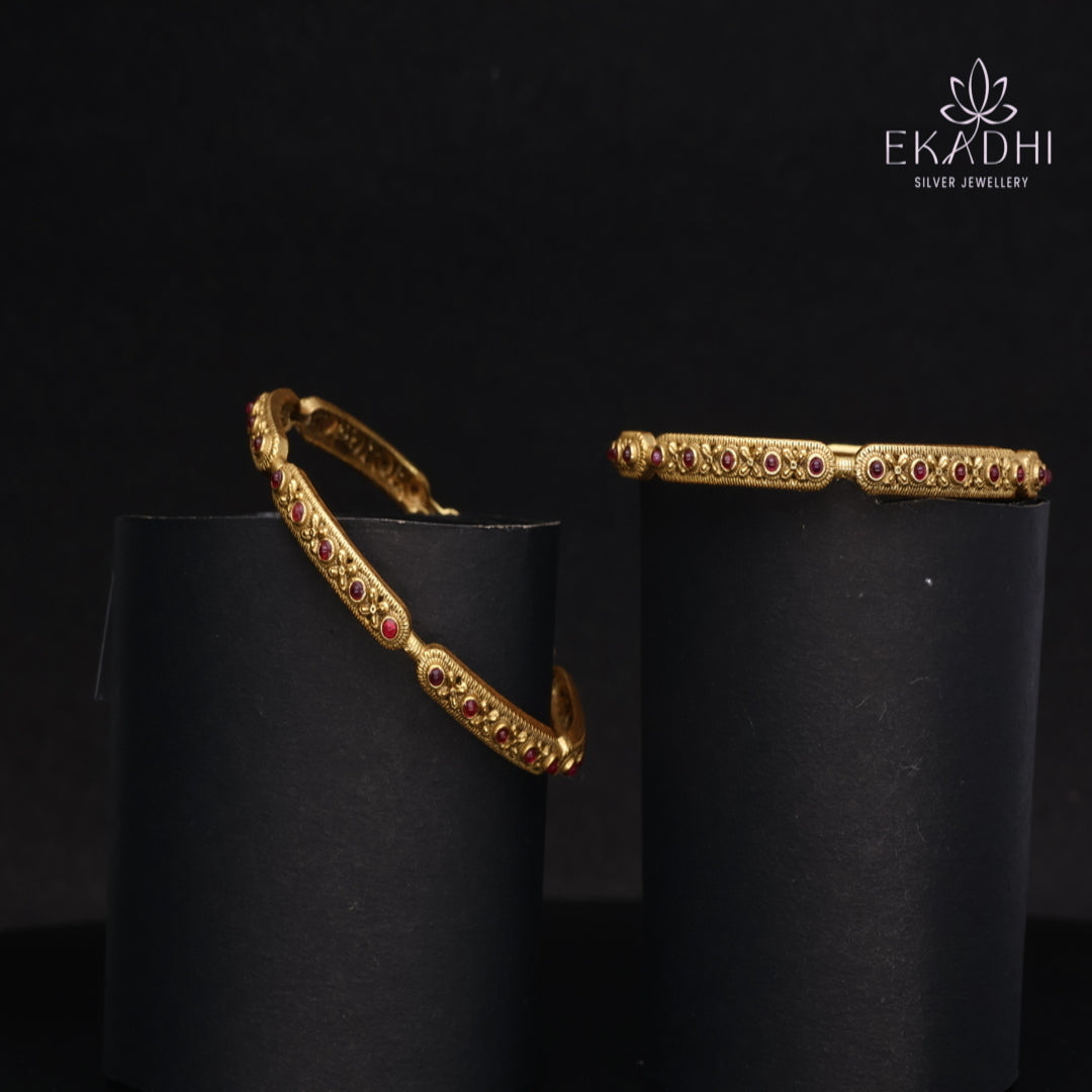 HJ15358- Traditional Nakshi Silver Bangles