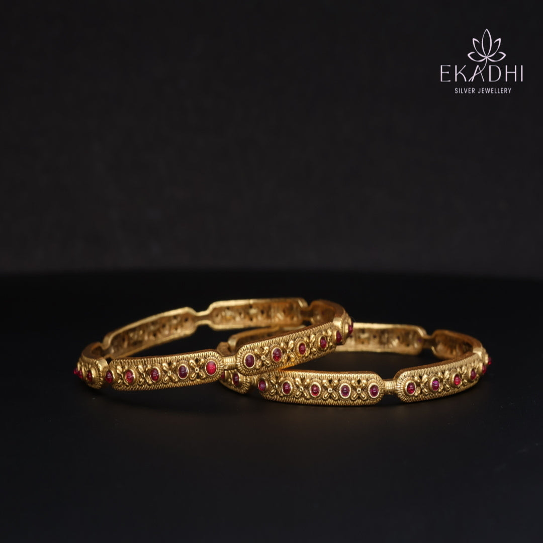 HJ15358- Traditional Nakshi Silver Bangles