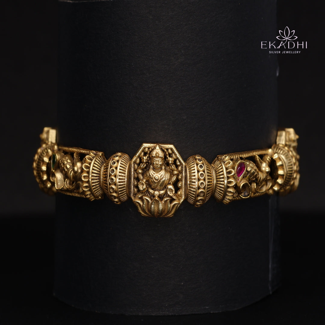 HJ15383- Nakshi CZ Silver Bangles with Traditional Motifs