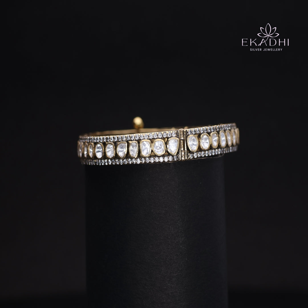 HJ15625-Mossanite Stone Silver Bangles