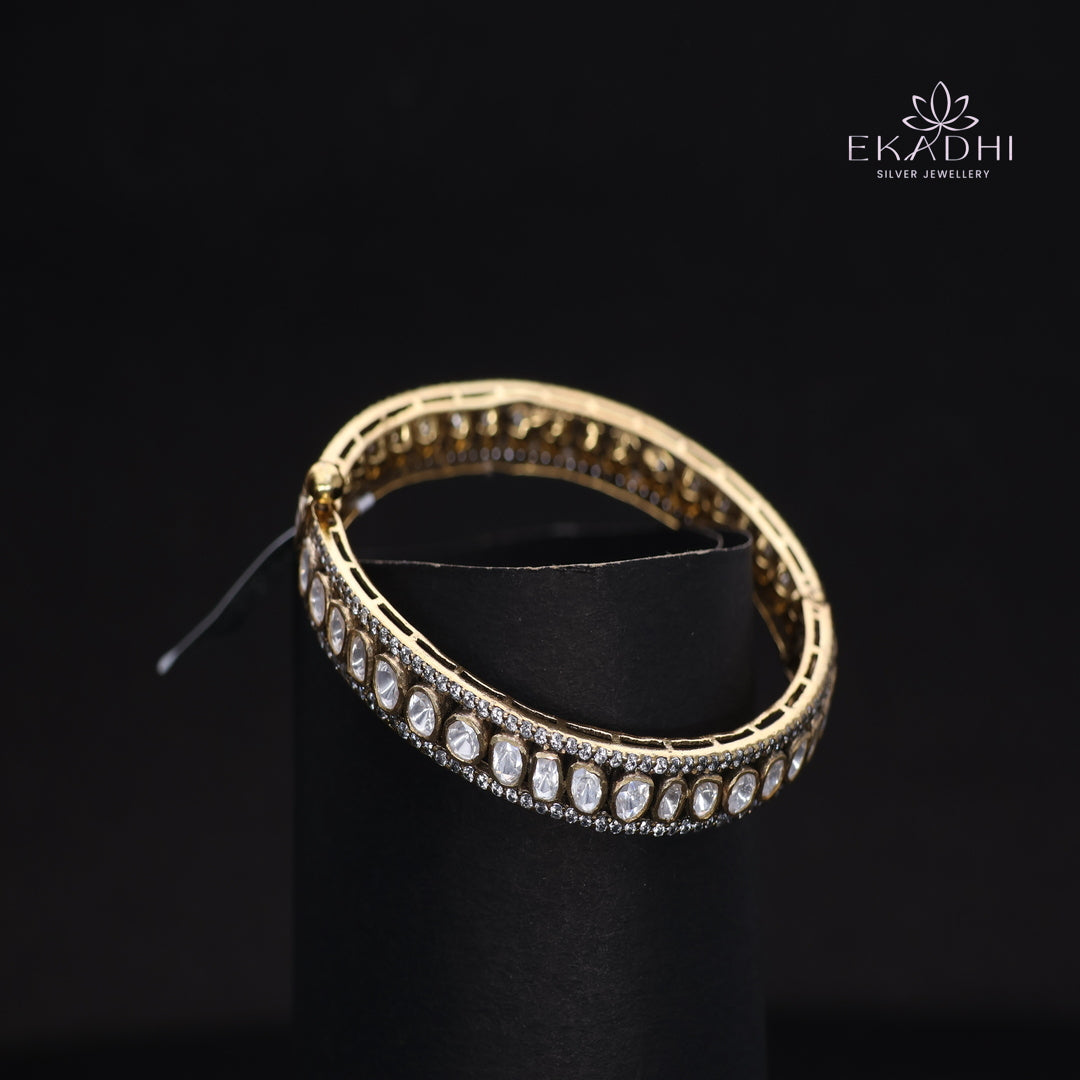 HJ15625-Mossanite Stone Silver Bangles
