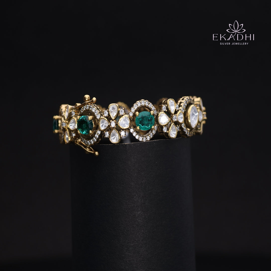 HJ15628-Mossanite Stone Silver Bangle