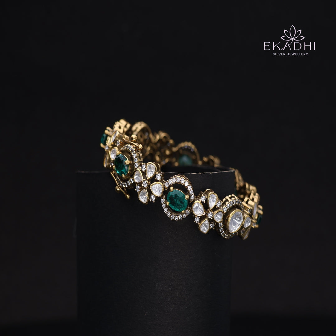 HJ15628-Mossanite Stone Silver Bangle