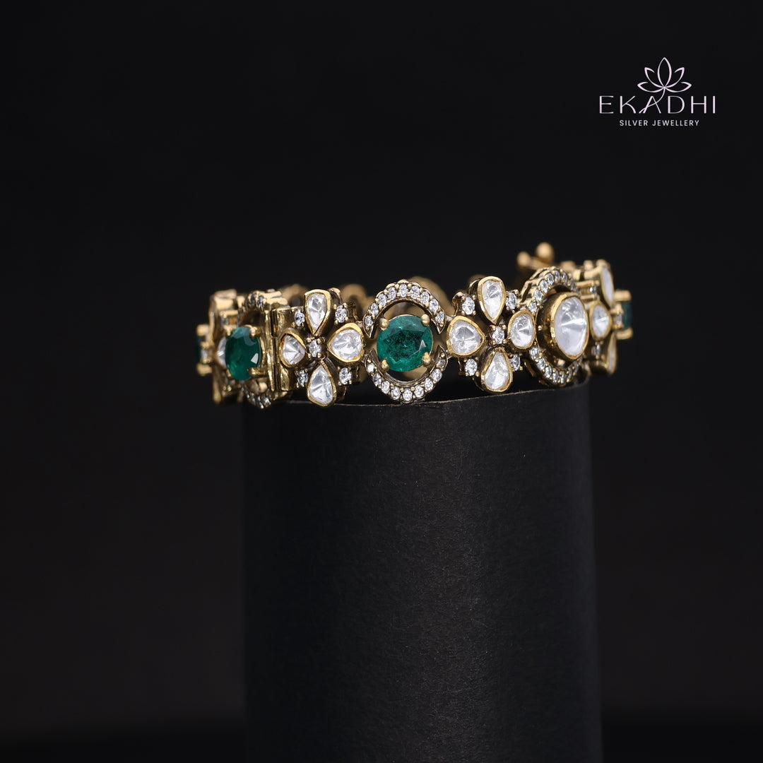 HJ15629-Mossanite Stone Silver Bangles