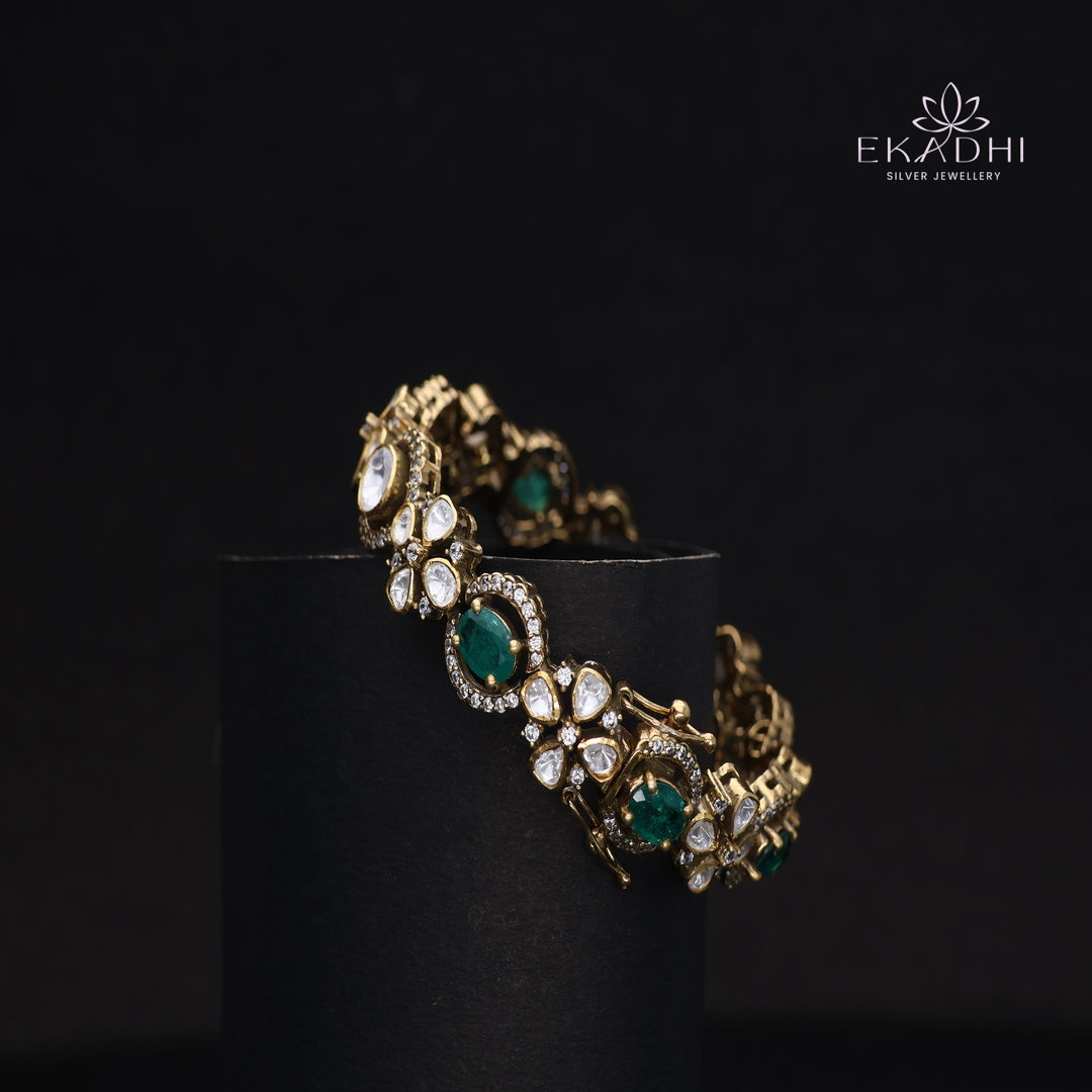 HJ15629-Mossanite Stone Silver Bangles