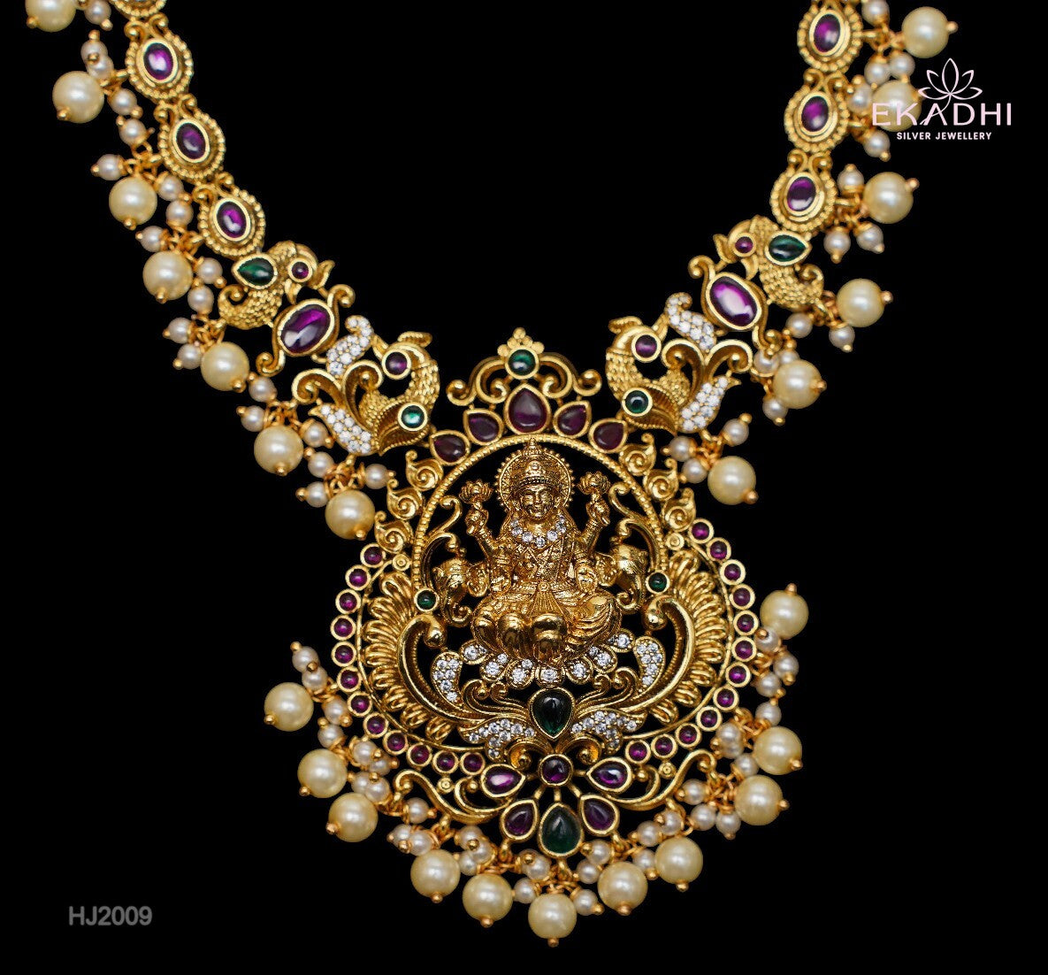 HJ2009 – Traditional ULW Nakshi Temple Necklace Featuring Goddess Lakshmi Design