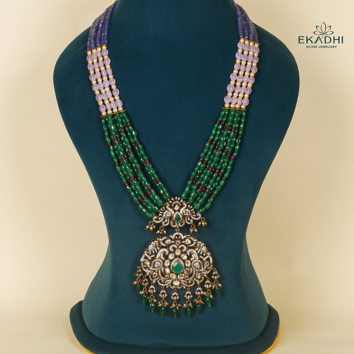 HJ24698 - VICTORIAN BEADS HARAM WITH PENDANT
