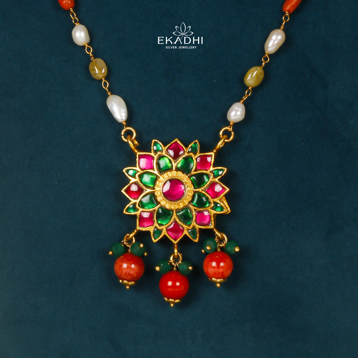 HJ26528 - KUNDAN CHAIN PENDANT