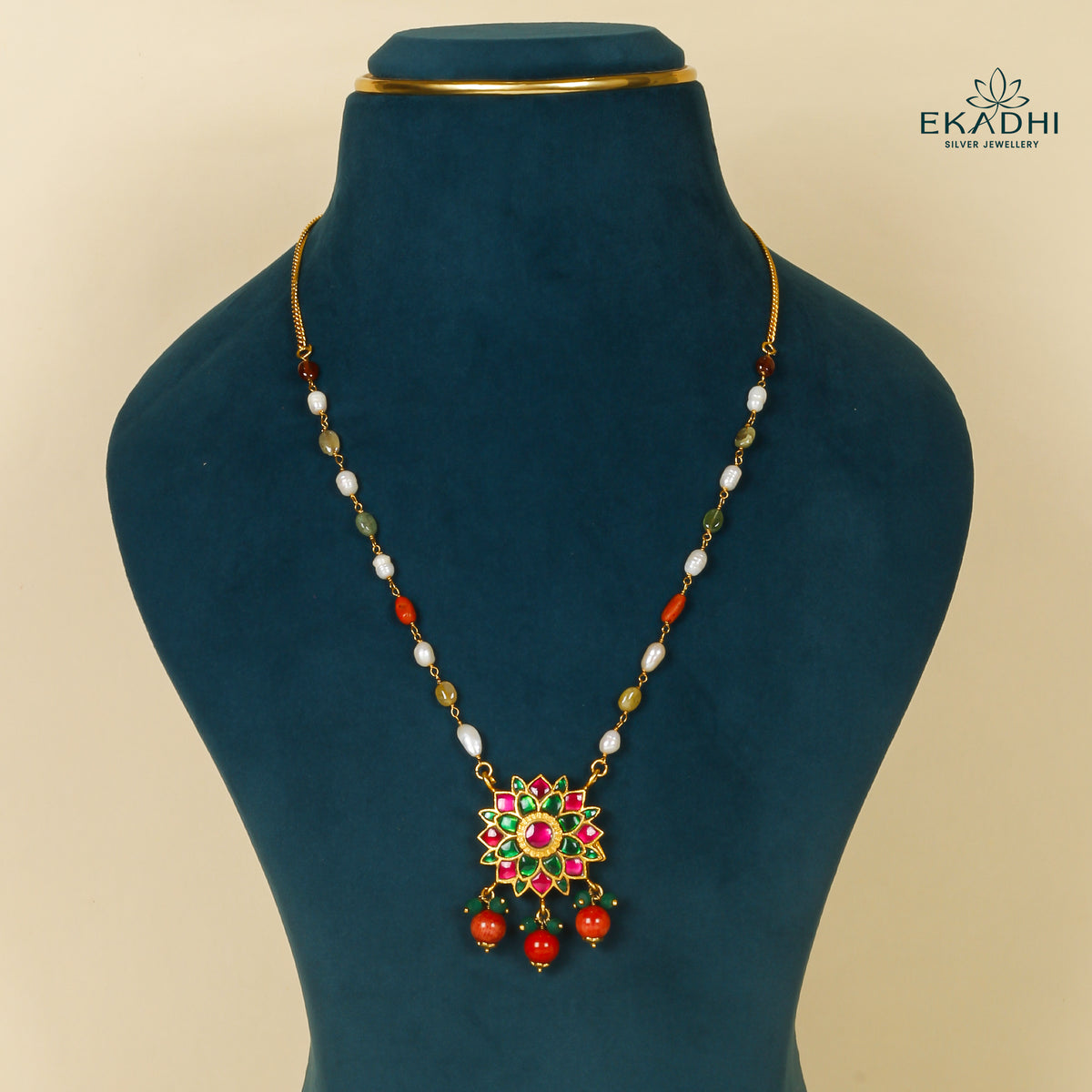 HJ26528 - KUNDAN CHAIN PENDANT