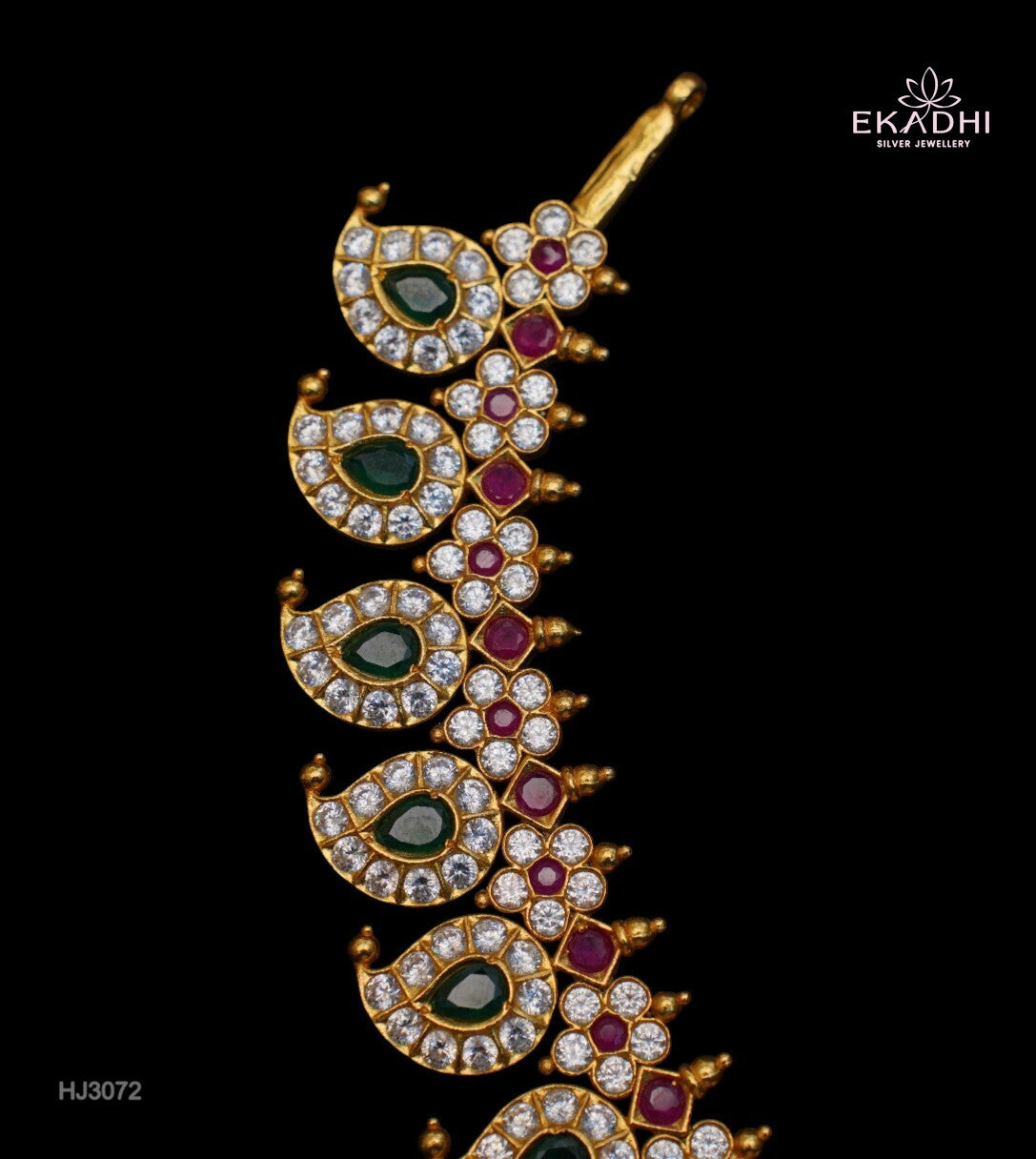 HJ3072 - Bridal Nakshi CZ Mango Mala Necklace