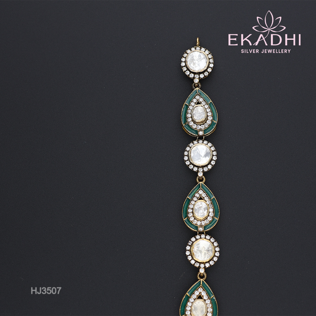 HJ3507 – Victorian Necklace with White Stones in South Indian Style