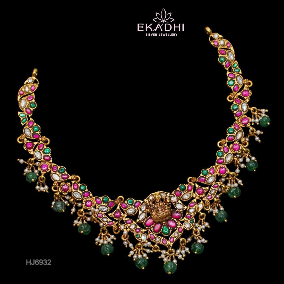 HJ6932 -  Nakshi Kundan Temple Necklace