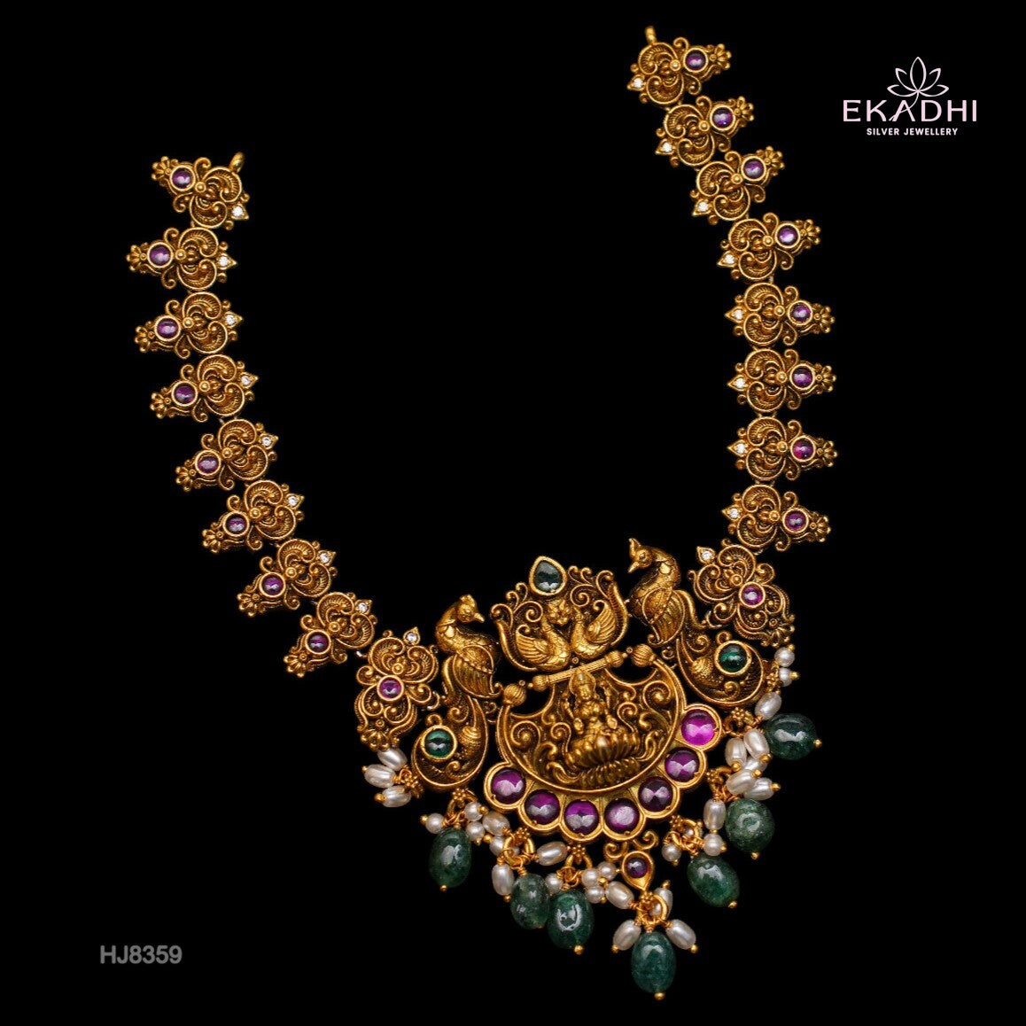 HJ8359 – Nakshi CZ Temple Necklace
