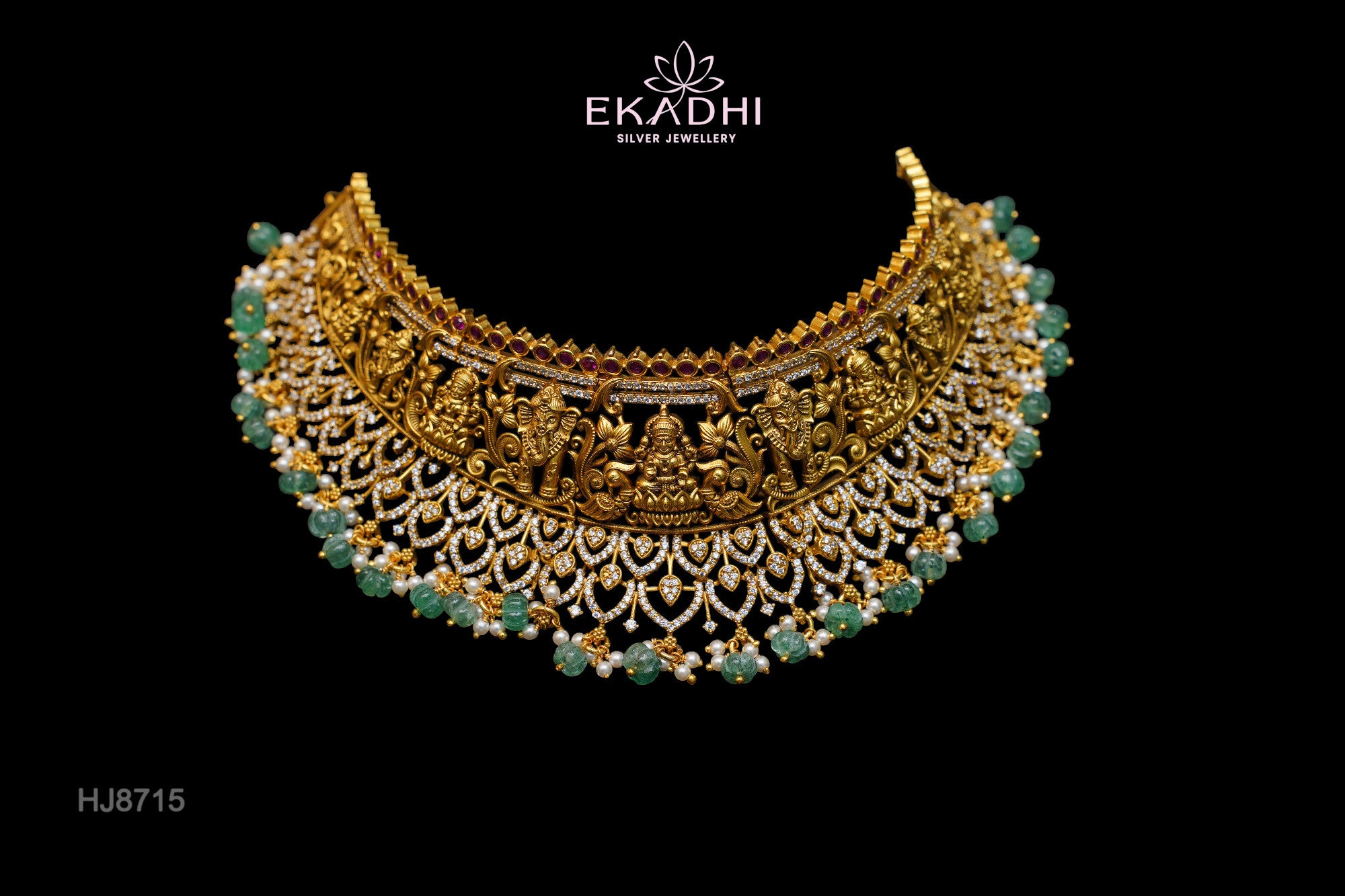 HJ8715 – Nakshi CZ Choker with Temple Motifs