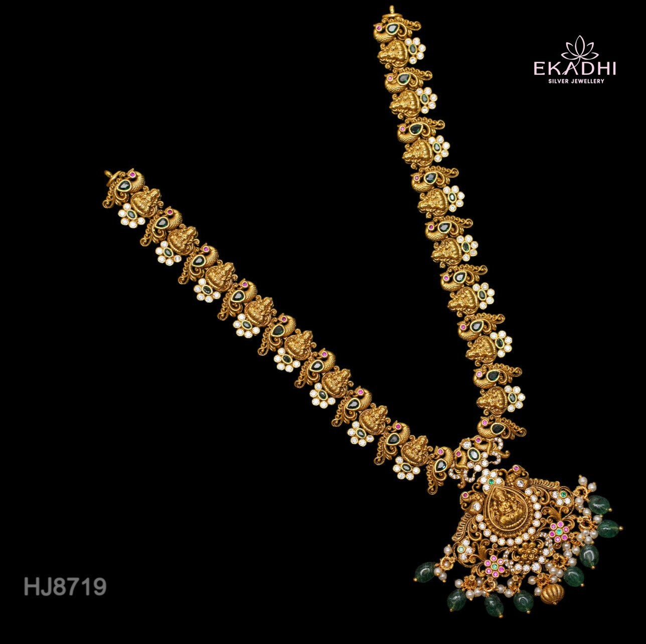 HJ8719 – Nakshi CZ Necklace with Green Beads