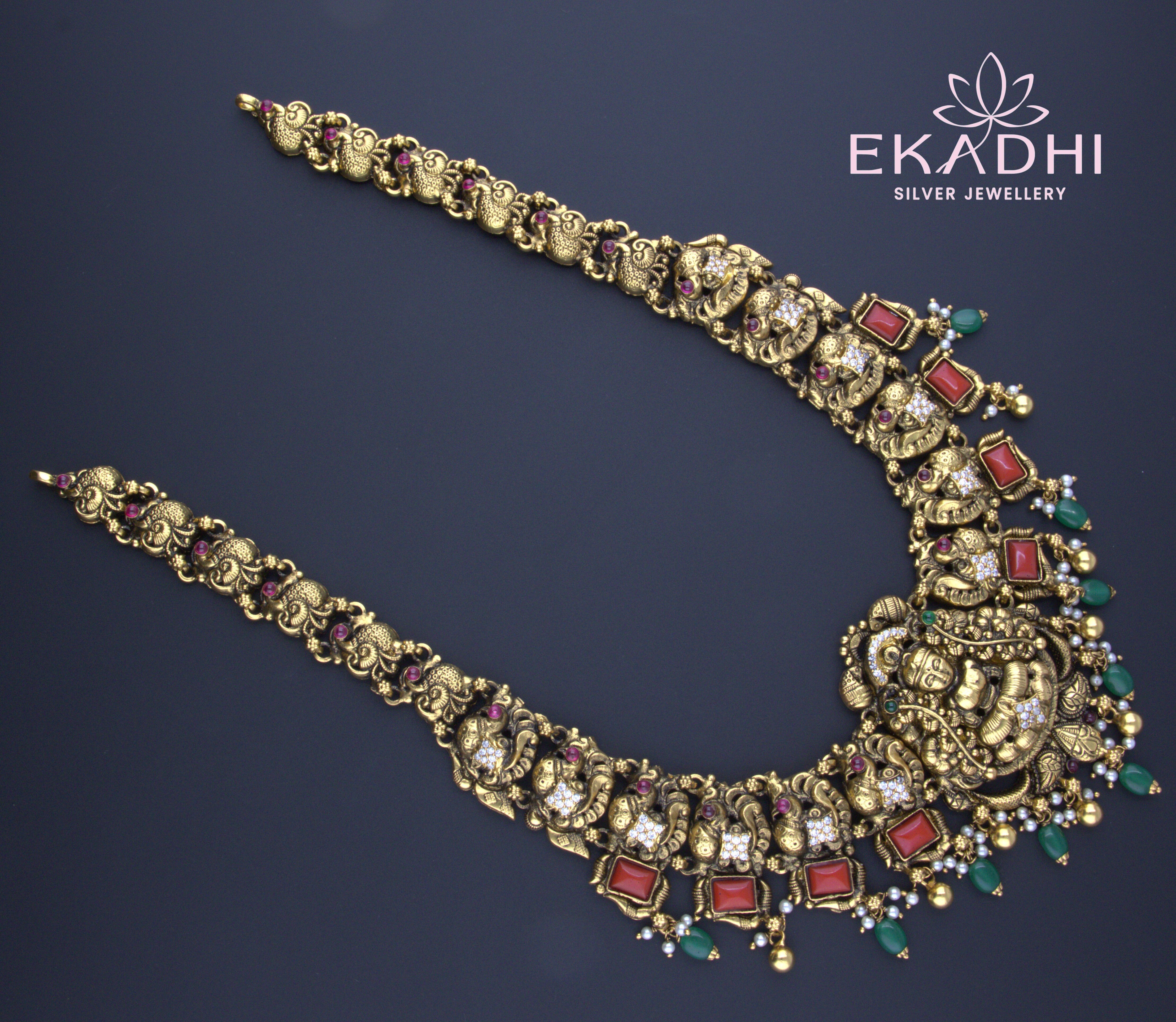 HJ9667 – Antique Touch Nakshi Haram with CZ Detailing