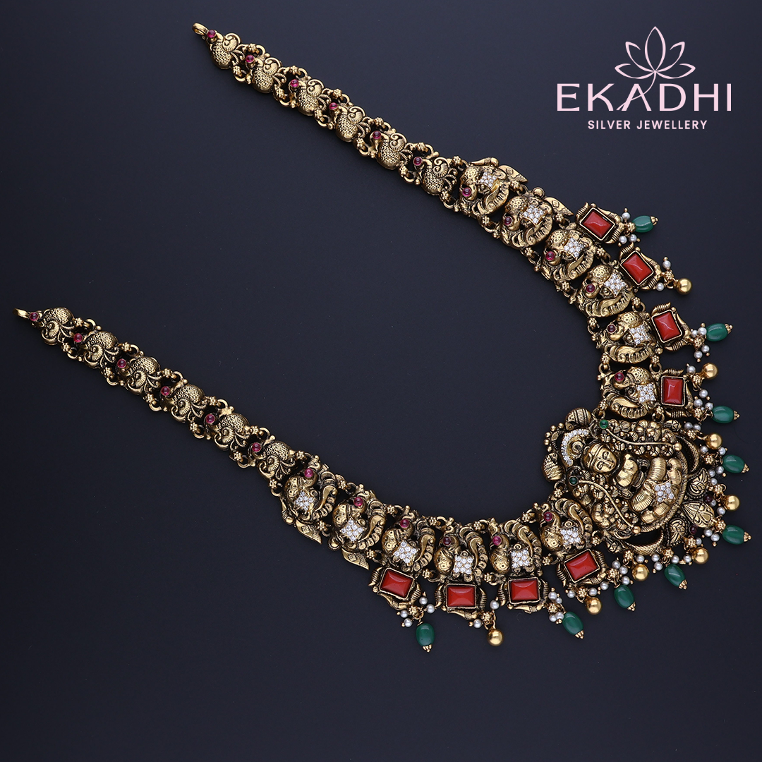 HJ9667 – Temple Jewellery with Red and Green Beads