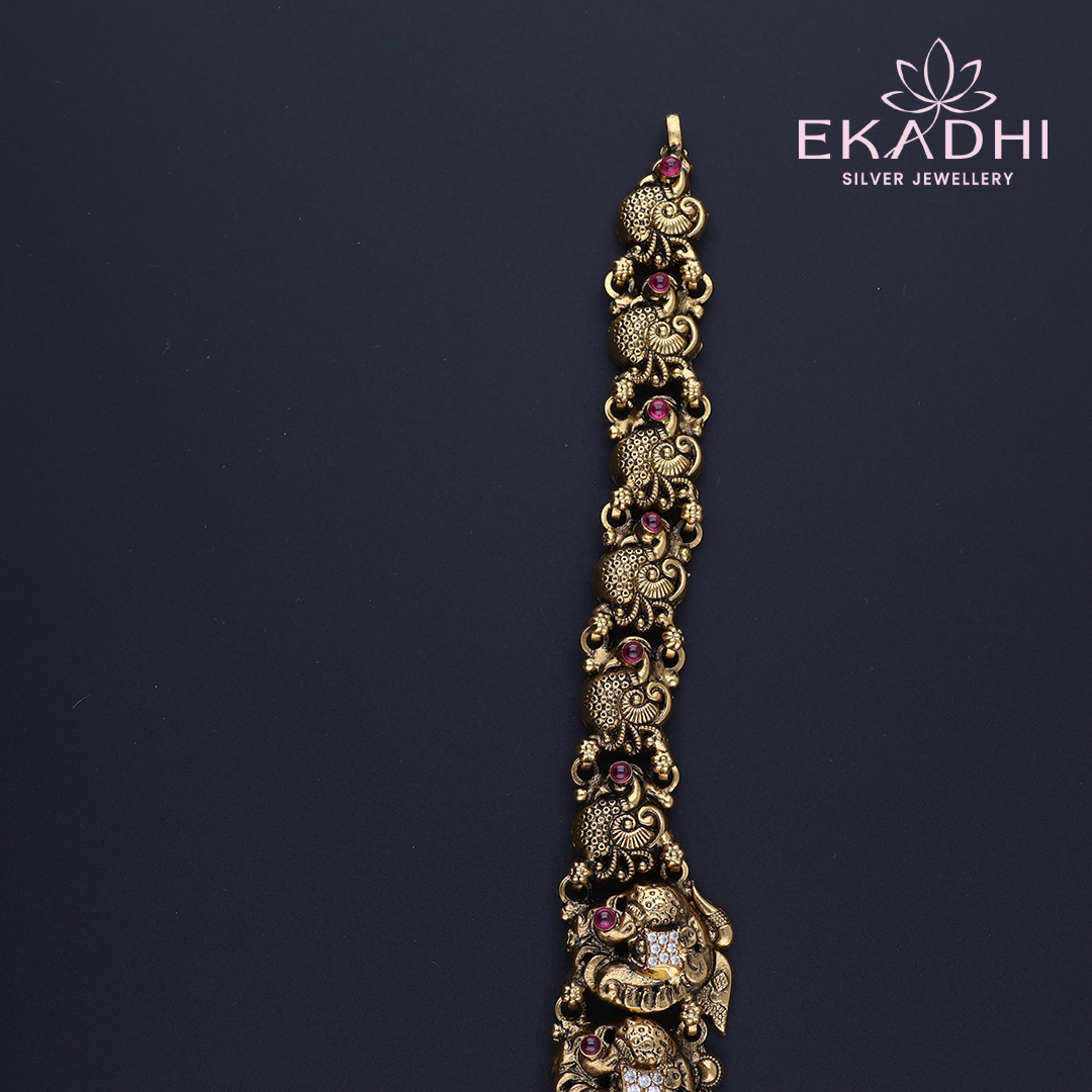 HJ9667 – Temple Jewellery with Red and Green Beads