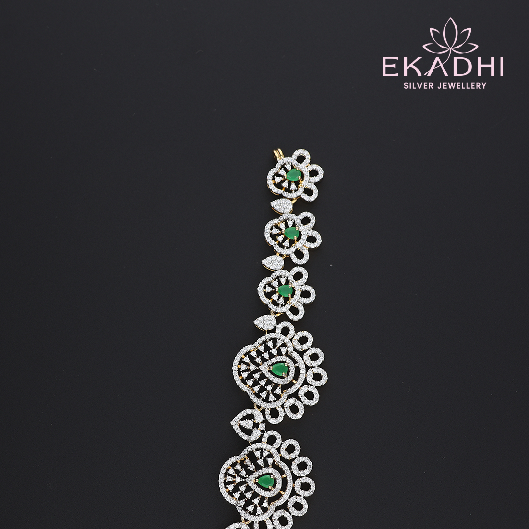 HJ10615 – Premium CZ Haram with Green Stones and Beads