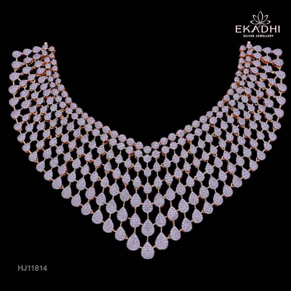 HJ11814 – Premium CZ Necklace with Sparkling Stones in Pure Silver