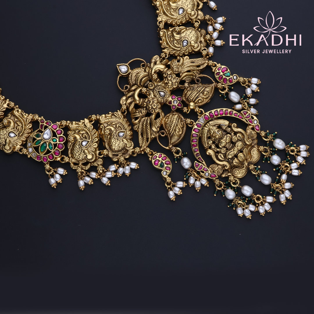 HJ11873 – Nakshi Kundan Haram in Temple Inspired Design