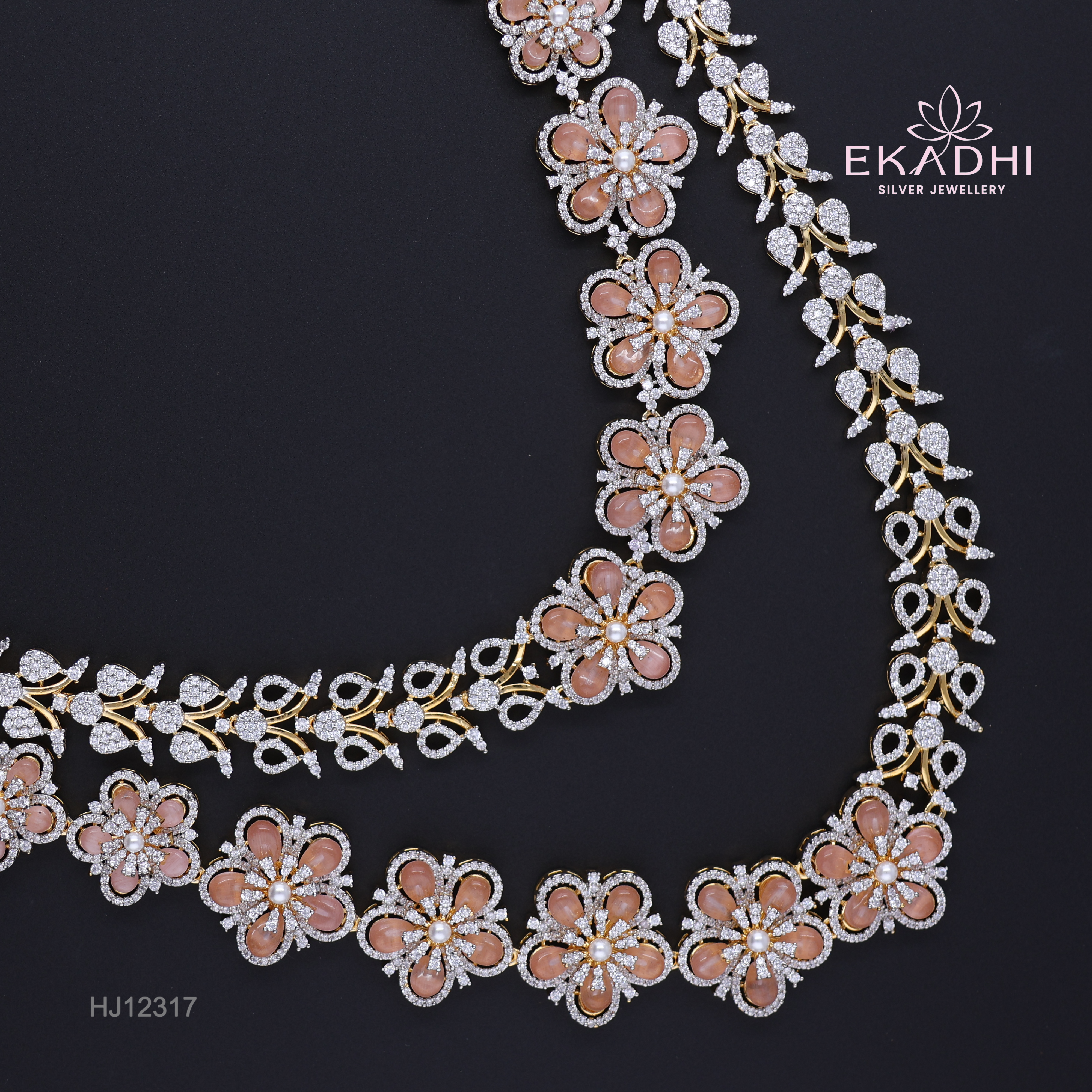HJ12317 – Colour Stone Necklace with Pink Floral
