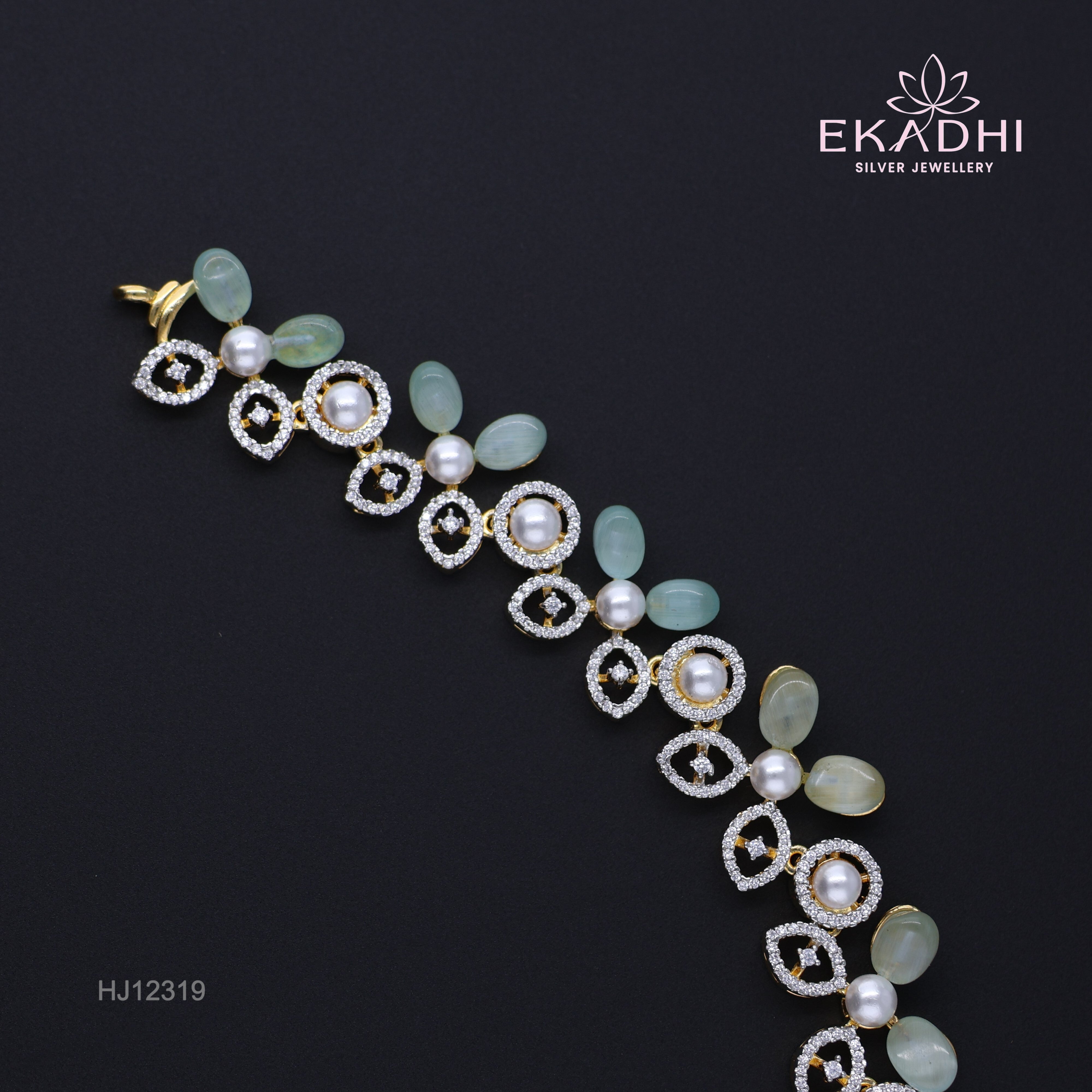 HJ12319 – Colour Stone Necklace with Minimal Designloral