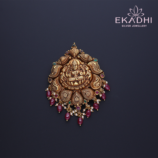 HJ12348 – Antique Nakshi Pendant with Red Beads