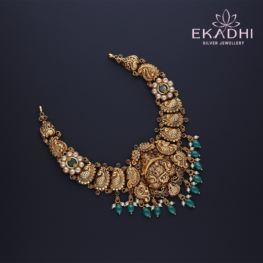 HJ12352 – Nakshi Necklace with Green Beads