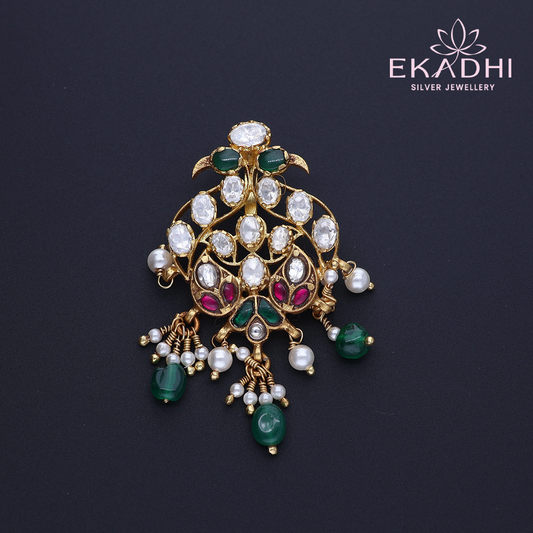 HJ12379 – White Stones & Green Drops Pendant