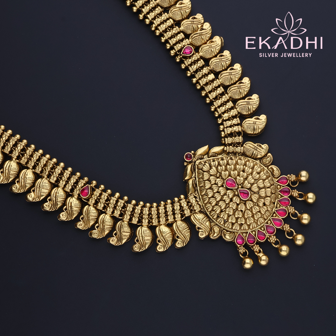 HJ12793 – Nakshi Haram with Red Stone Pendant