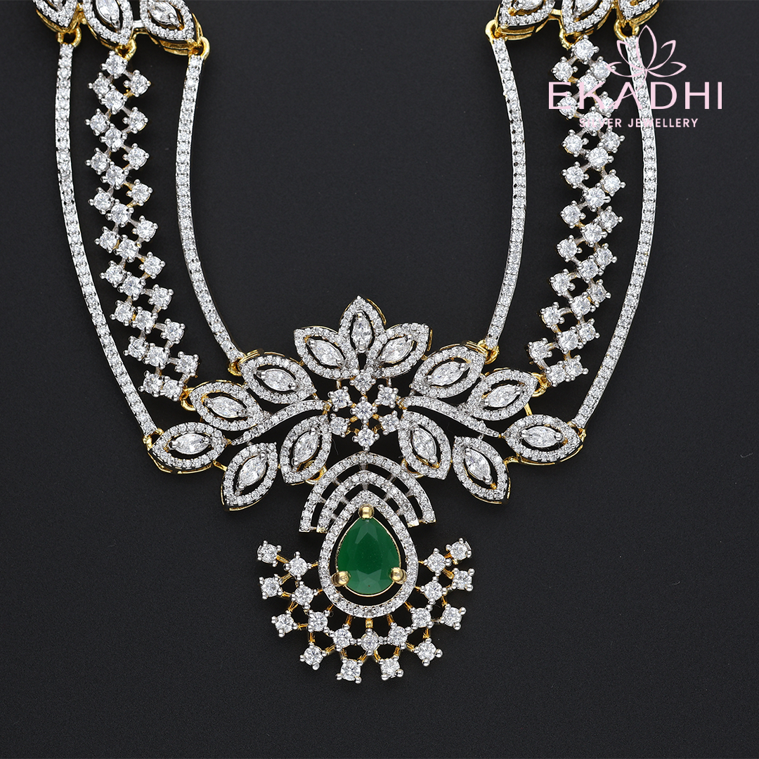 HJ12996 – Premium Heavy CZ Necklace with Intricate Detailing