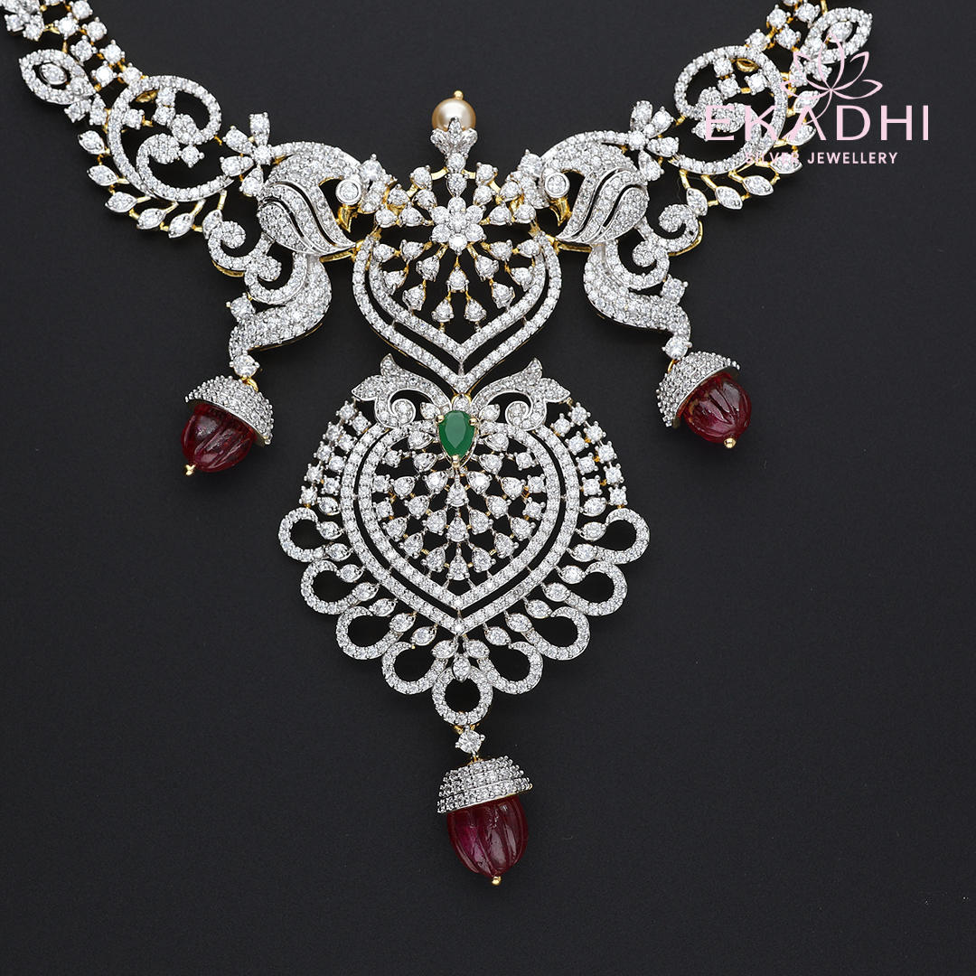 HJ13042 – CZ Necklace with Red Beads for Special Occasions
